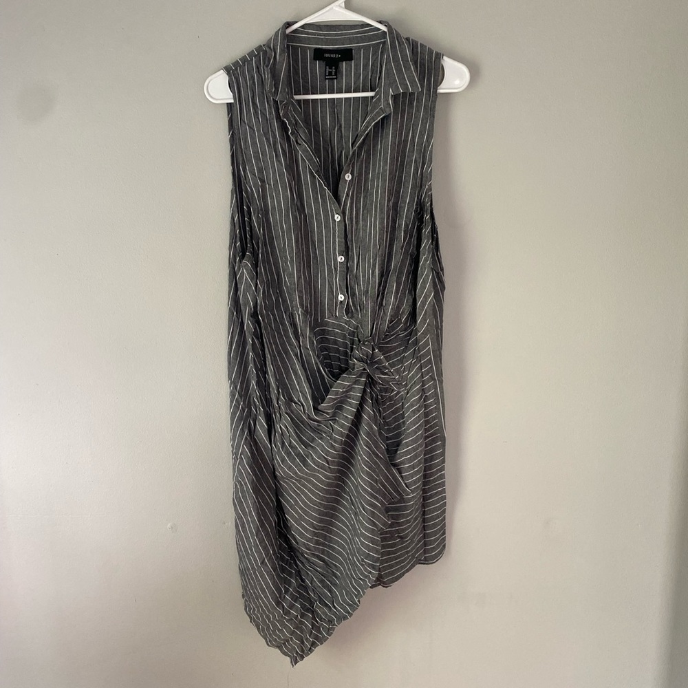 Womens grey pinstripe wrap dress